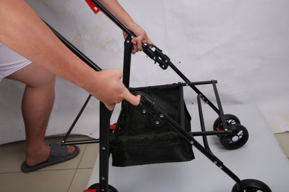 1Pc 4-Wheels Pet Stroller Foldable Carrier Strolling Cart Travel Jogger Pet Stroller With Removable Liner Storage Basket For Dog Cat